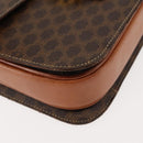 CELINE Macadam Canvas Horse Carriage Shoulder Bag PVC Brown Gold Auth 145468-14