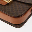 CELINE Macadam Canvas Horse Carriage Shoulder Bag PVC Brown Gold Auth 145468-15