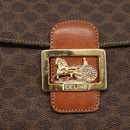 CELINE Macadam Canvas Horse Carriage Shoulder Bag PVC Brown Gold Auth 145468-18