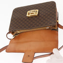 CELINE Macadam Canvas Horse Carriage Shoulder Bag PVC Brown Gold Auth 145468-9