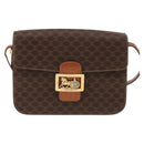 CELINE Macadam Canvas Horse Carriage Shoulder Bag PVC Brown Gold Auth 145468-13