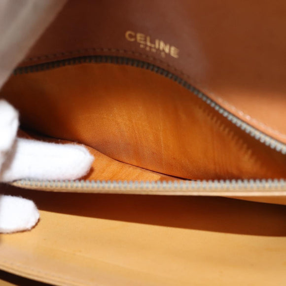 CELINE Macadam Canvas Horse Carriage Shoulder Bag PVC Brown Gold Auth 145468