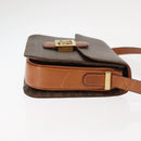 CELINE Macadam Canvas Horse Carriage Shoulder Bag PVC Brown Gold Auth 145468-3