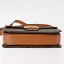 CELINE Macadam Canvas Horse Carriage Shoulder Bag PVC Brown Gold Auth 145468-5