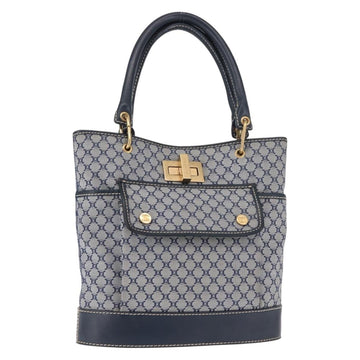CELINE Macadam Canvas Hand Bag Blue Gold Auth 145470