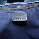 CELINE Macadam Canvas Hand Bag Blue Gold Auth 145470-17
