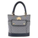 CELINE Macadam Canvas Hand Bag Blue Gold Auth 145470-13