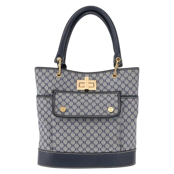 CELINE Macadam Canvas Hand Bag Blue Gold Auth 145470