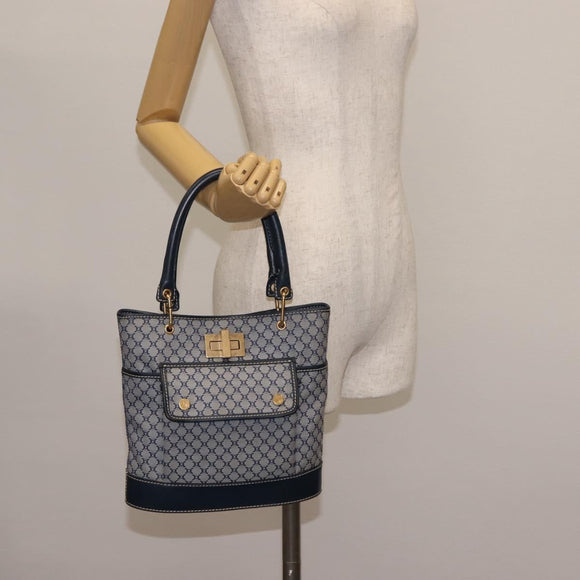 CELINE Macadam Canvas Hand Bag Blue Gold Auth 145470