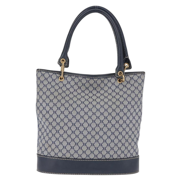 CELINE Macadam Canvas Hand Bag Blue Gold Auth 145470