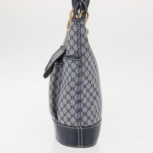 CELINE Macadam Canvas Hand Bag Blue Gold Auth 145470