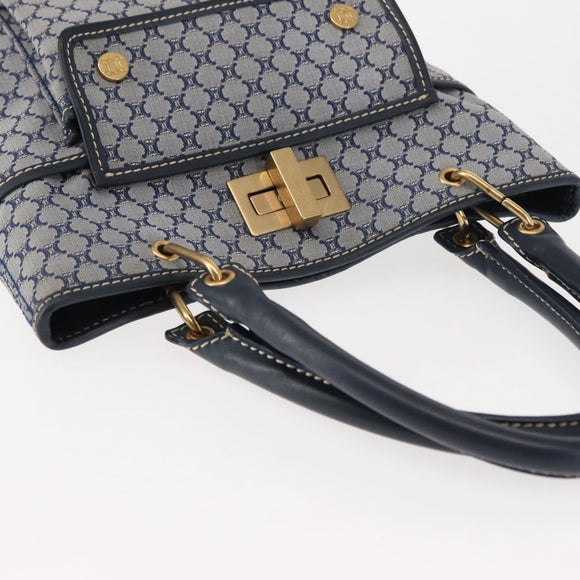 CELINE Macadam Canvas Hand Bag Blue Gold Auth 145470