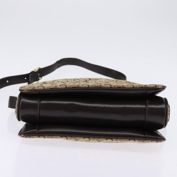 CELINE C Sulky Shoulder Bag Canvas Brown Gold Auth 145471