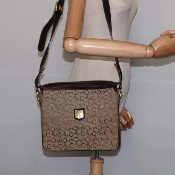 CELINE C Sulky Shoulder Bag Canvas Brown Gold Auth 145471
