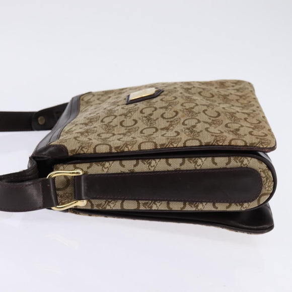 CELINE C Sulky Shoulder Bag Canvas Brown Gold Auth 145471