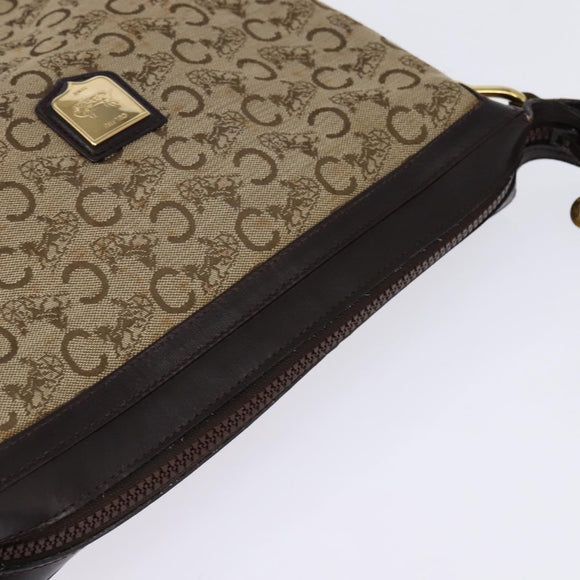 CELINE C Sulky Shoulder Bag Canvas Brown Gold Auth 145471