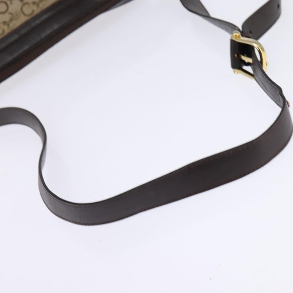 CELINE C Sulky Shoulder Bag Canvas Brown Gold Auth 145471