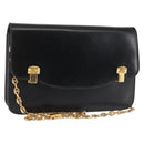 CELINE Chain Shoulder Bag Leather Black Gold Auth 145473-1