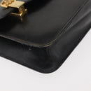 CELINE Chain Shoulder Bag Leather Black Gold Auth 145473-8