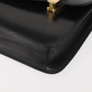 CELINE Chain Shoulder Bag Leather Black Gold Auth 145473-15