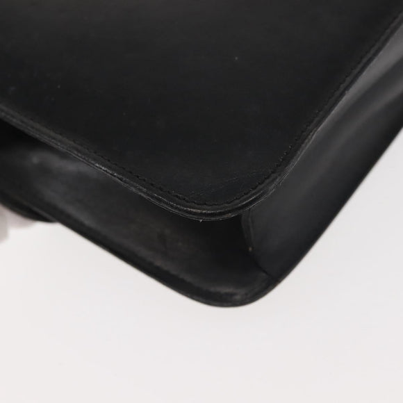 CELINE Chain Shoulder Bag Leather Black Gold Auth 145473