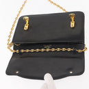 CELINE Chain Shoulder Bag Leather Black Gold Auth 145473-10