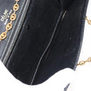 CELINE Chain Shoulder Bag Leather Black Gold Auth 145473-11