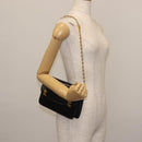 CELINE Chain Shoulder Bag Leather Black Gold Auth 145473-21