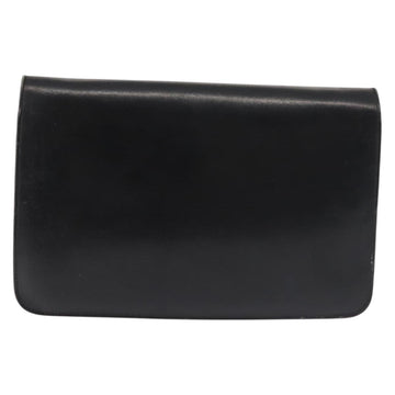 CELINE Chain Shoulder Bag Leather Black Gold Auth 145473 - 0