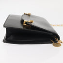 CELINE Chain Shoulder Bag Leather Black Gold Auth 145473-3