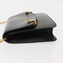 CELINE Chain Shoulder Bag Leather Black Gold Auth 145473-4