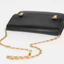 CELINE Chain Shoulder Bag Leather Black Gold Auth 145473-6