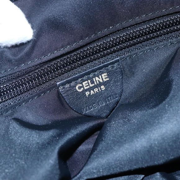 CELINE Tote Bag Nylon Leather Black Gold Auth 145474