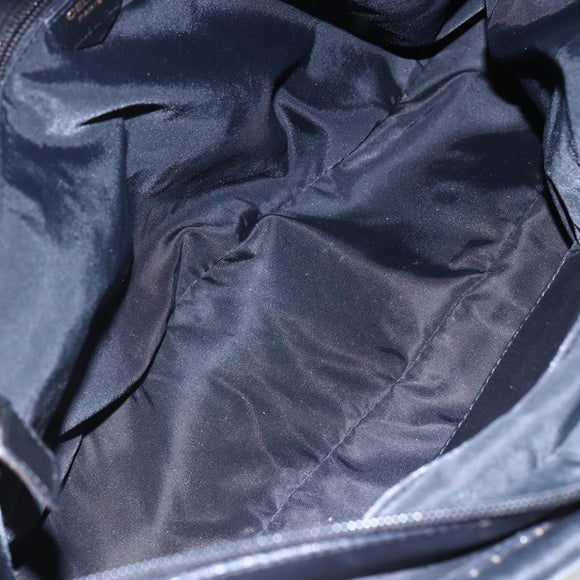 CELINE Tote Bag Nylon Leather Black Gold Auth 145474
