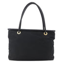 CELINE Tote Bag Nylon Leather Black Gold Auth 145474-2