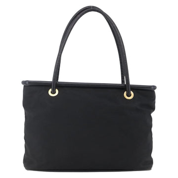 CELINE Tote Bag Nylon Leather Black Gold Auth 145474 - 0