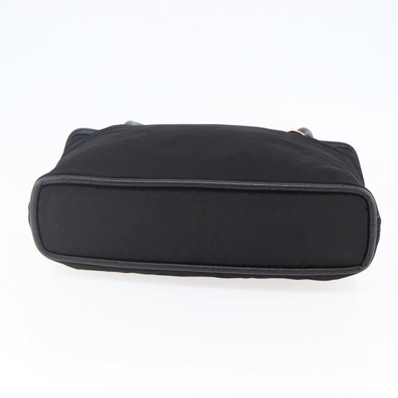 CELINE Tote Bag Nylon Leather Black Gold Auth 145474