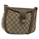 GUCCI GG Supreme Web Sherry Line Shoulder Bag PVC Leather Beige Red Auth 145477-1