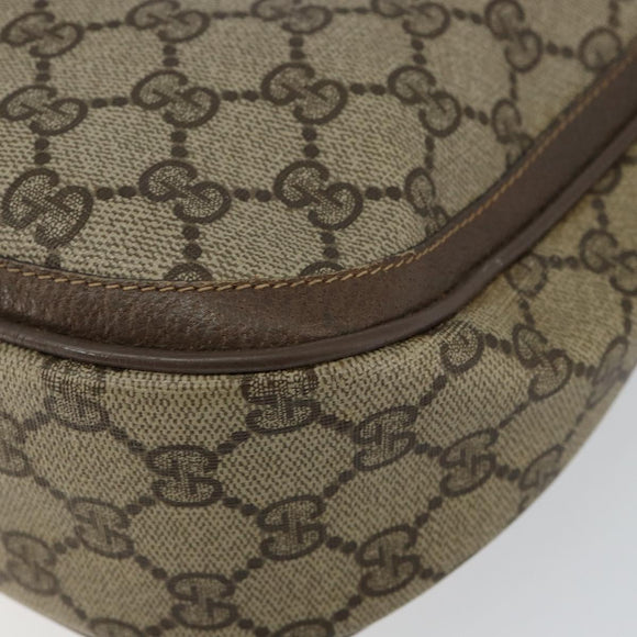 GUCCI GG Supreme Web Sherry Line Shoulder Bag PVC Leather Beige Red Auth 145477