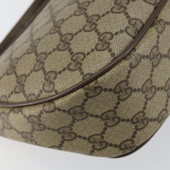 GUCCI GG Supreme Web Sherry Line Shoulder Bag PVC Leather Beige Red Auth 145477