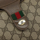 GUCCI GG Supreme Web Sherry Line Shoulder Bag PVC Leather Beige Red Auth 145477-19