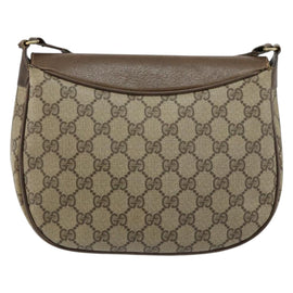 GUCCI GG Supreme Web Sherry Line Shoulder Bag PVC Leather Beige Red Auth 145477 - 0