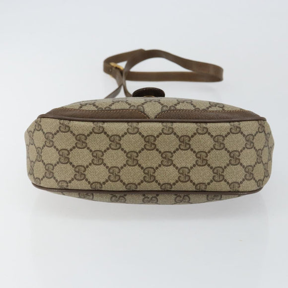 GUCCI GG Supreme Web Sherry Line Shoulder Bag PVC Leather Beige Red Auth 145477