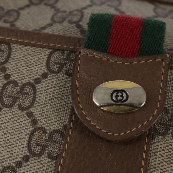 GUCCI GG Supreme Web Sherry Line Shoulder Bag PVC Beige 56 02 032 Auth 145478