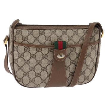 GUCCI GG Supreme Web Sherry Line Shoulder Bag PVC Beige 56 02 032 Auth 145478