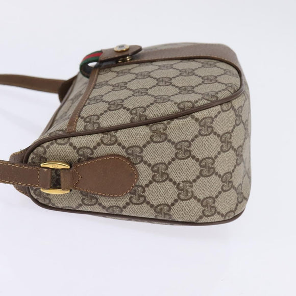 GUCCI GG Supreme Web Sherry Line Shoulder Bag PVC Beige 56 02 032 Auth 145478