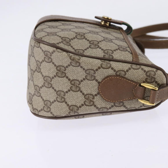 GUCCI GG Supreme Web Sherry Line Shoulder Bag PVC Beige 56 02 032 Auth 145478