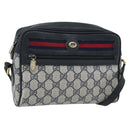 GUCCI GG Supreme Sherry Line Shoulder Bag PVC Navy Gold 98 02 087 Auth 145482-1