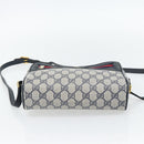 GUCCI GG Supreme Sherry Line Shoulder Bag PVC Navy Gold 98 02 087 Auth 145482-6