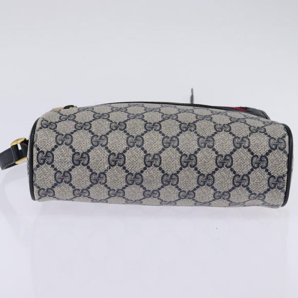 GUCCI GG Supreme Sherry Line Shoulder Bag PVC Navy Gold 98 02 087 Auth 145482